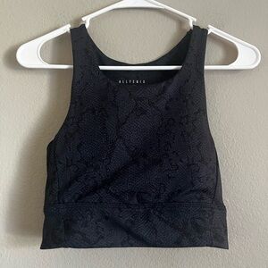 Allfenix Gray Black Snakeskin High Neck‎ Crop Tank Sport Bra Medium